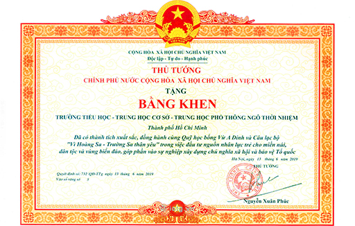 Bằng khen của Thủ tướng chính phủ năm 2019