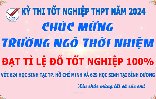 Chúc mừng các em học sinh đã hoàn thành xuất sắc kỳ thi tốt nghiệp THPT năm 2024 với kết quả 100%!